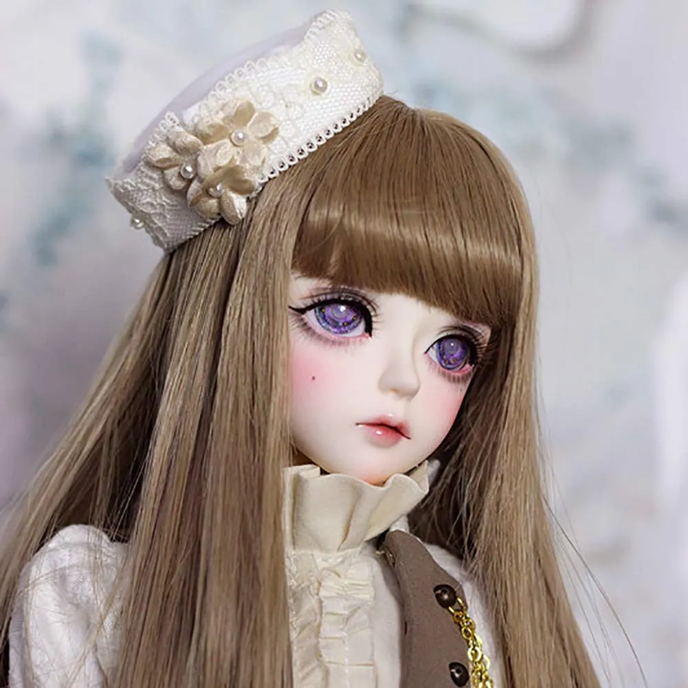 1/4 BJD Ball Jointed Doll Toy with Full Set Clothes Shoes Wig, Girl Doll Playset, Birthday for Your Daughter & Girlfriends(17 Inch White Crystal)