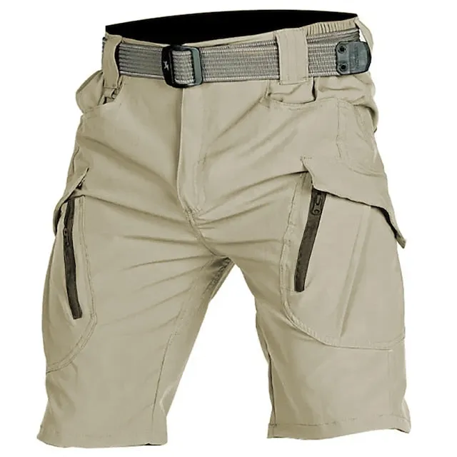 Adventure-Ready Men's Waterproof Cargo Shorts with Zipper Pocket