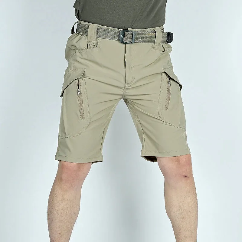 Adventure-Ready Men's Waterproof Cargo Shorts with Zipper Pocket