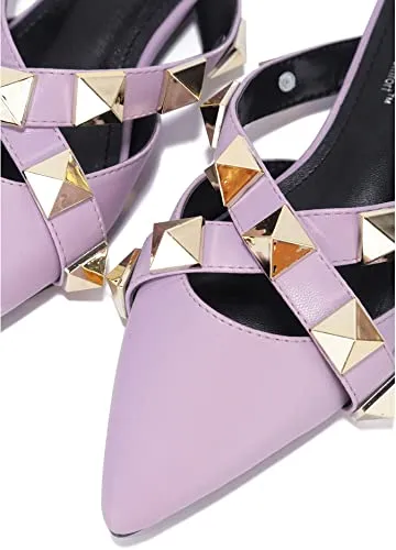 All the Glam Lilac Studded Slip-On Flats