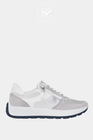 ARA 12-25112 SILVER/GREY LEATHER WEDGE TRAINERS
