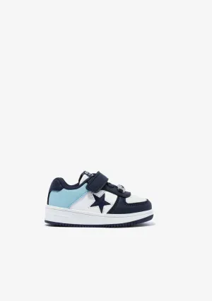 Baby's White Blue With Lights Star Sneakers