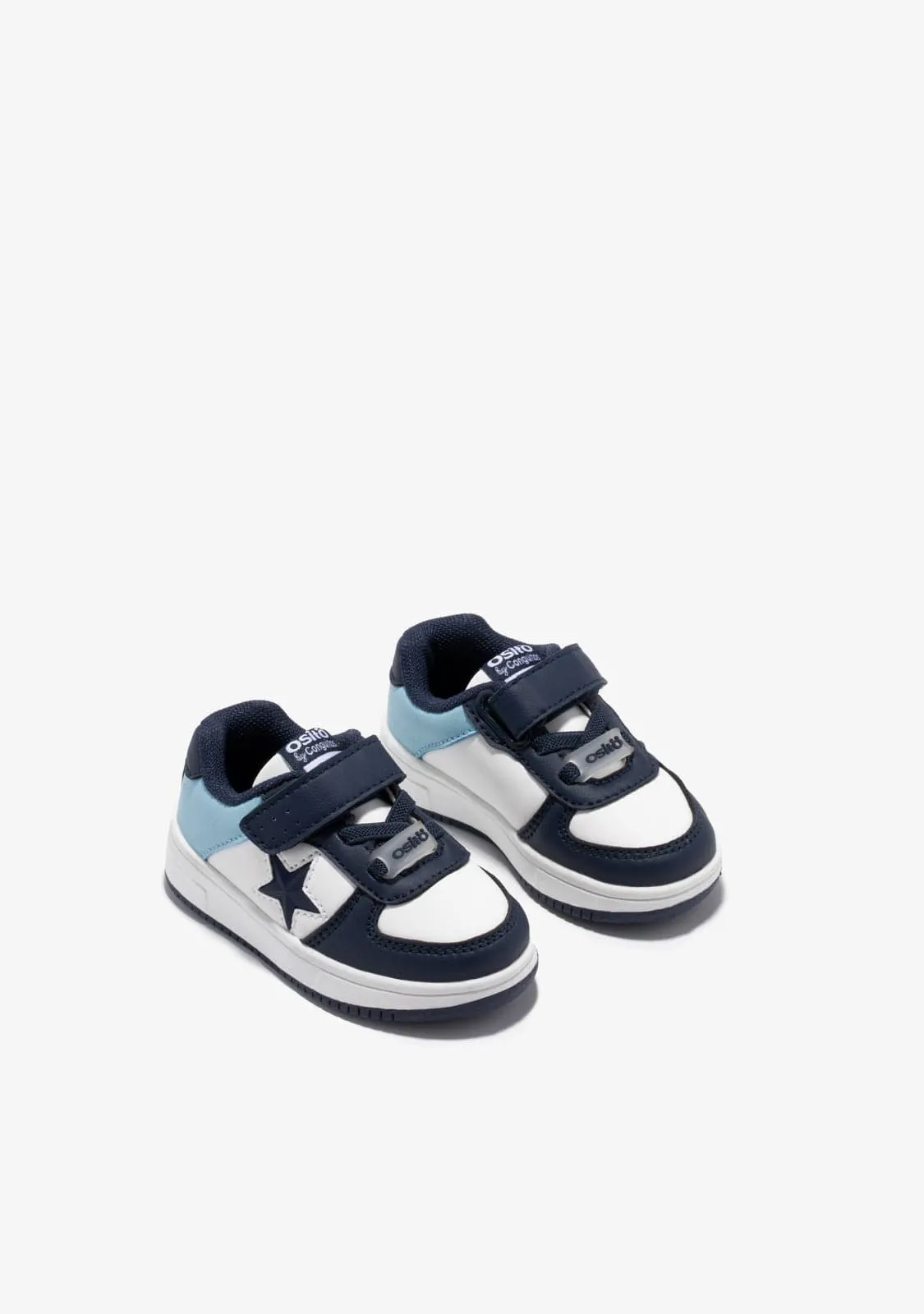 Baby's White Blue With Lights Star Sneakers