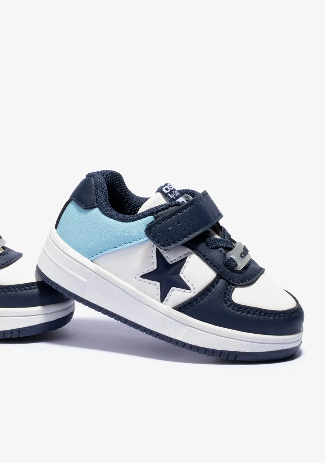 Baby's White Blue With Lights Star Sneakers