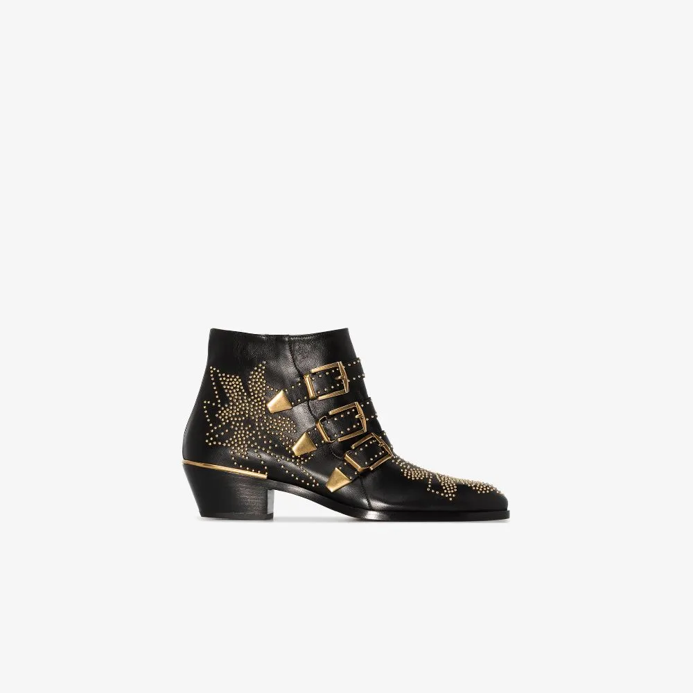 Black leather Susanna 30mm studded ankle boots