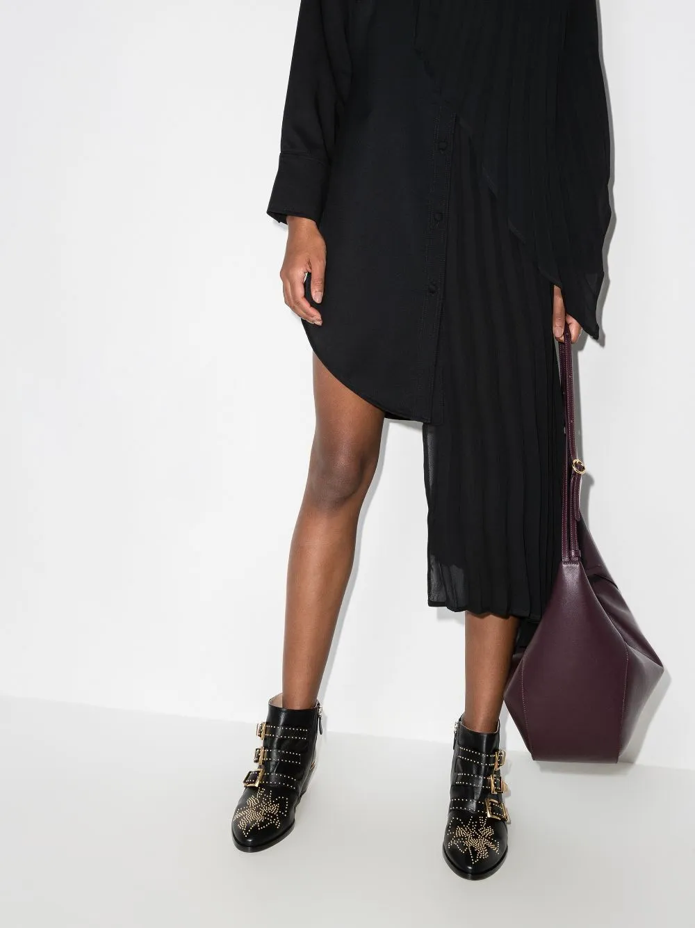 Black leather Susanna 30mm studded ankle boots