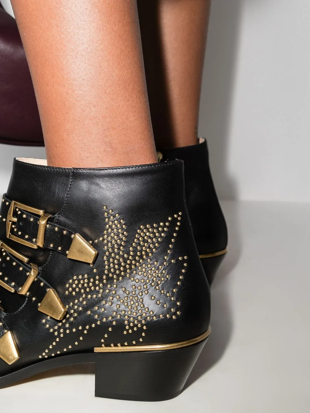 Black leather Susanna 30mm studded ankle boots