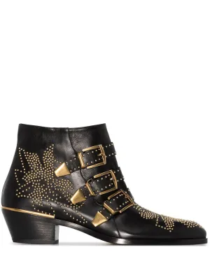 Black leather Susanna 30mm studded ankle boots