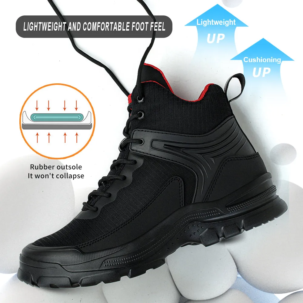 Black Lightweight Steel Toe Boots for Men - Fashionable & Safe