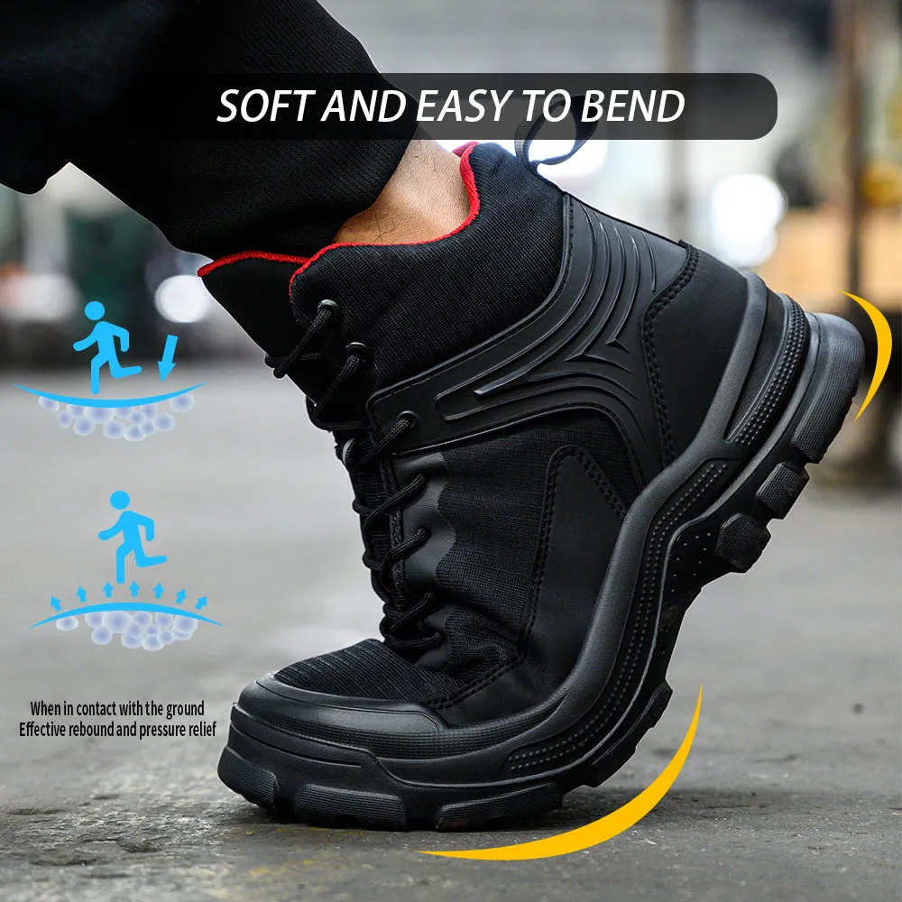 Black Lightweight Steel Toe Boots for Men - Fashionable & Safe