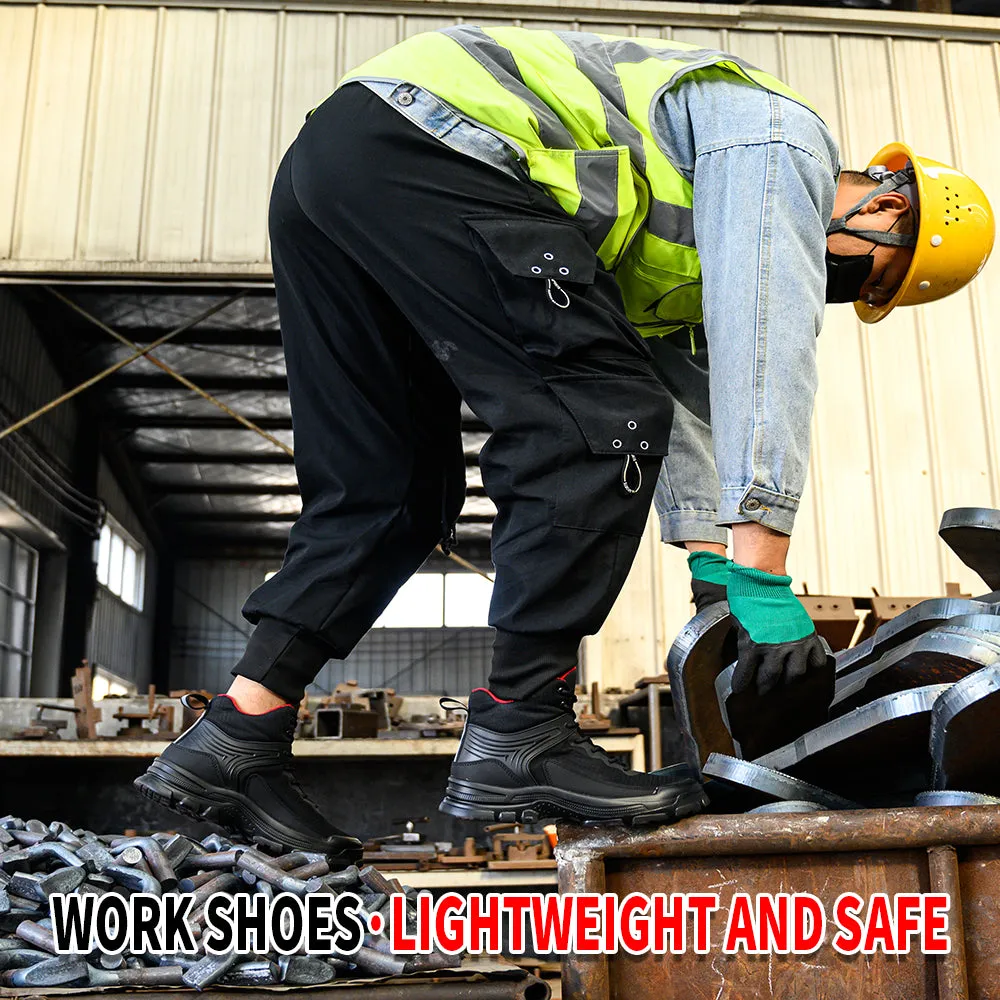 Black Lightweight Steel Toe Boots for Men - Fashionable & Safe