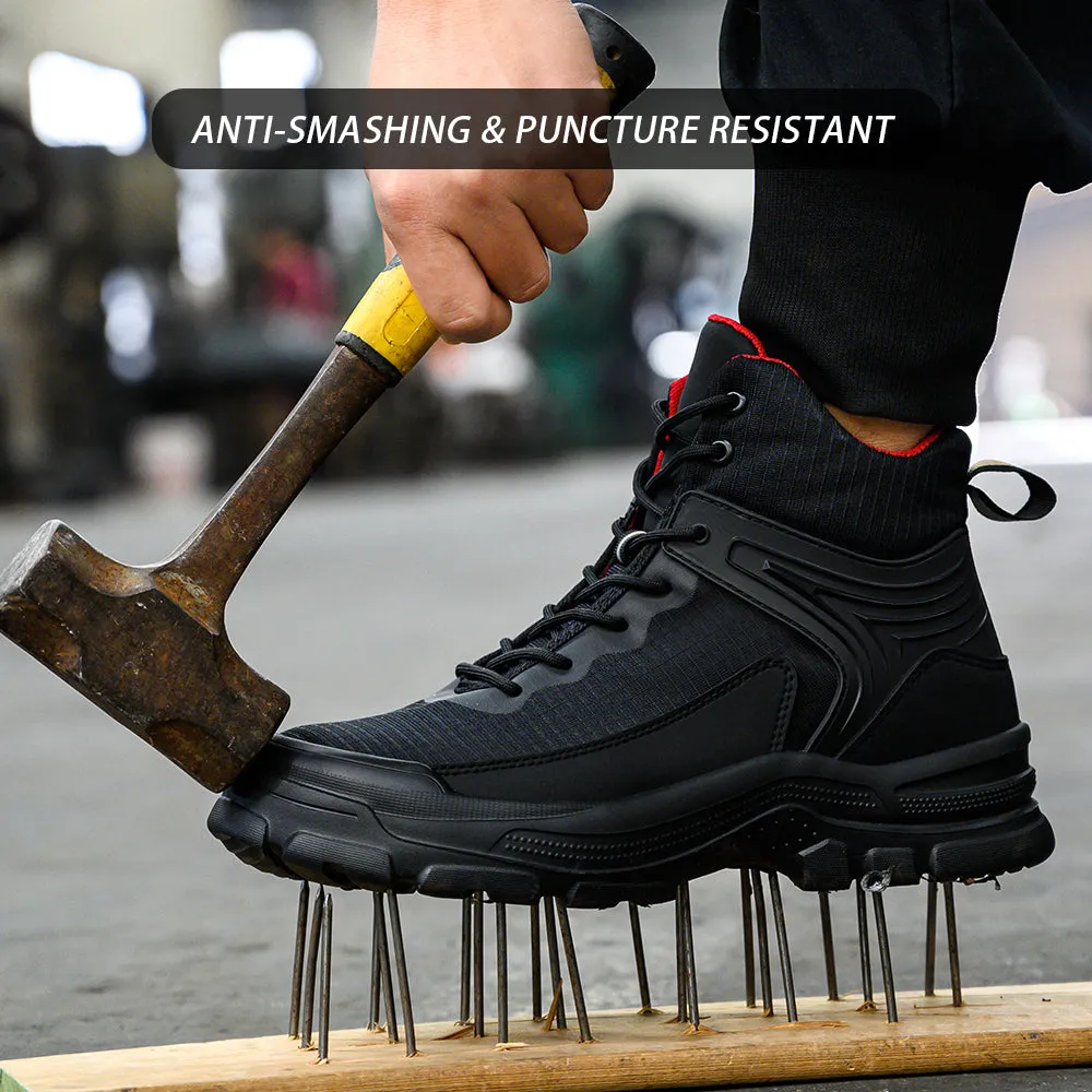 Black Lightweight Steel Toe Boots for Men - Fashionable & Safe