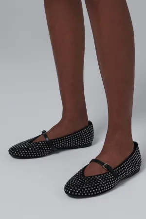 Black Strass Ballerina Pumps