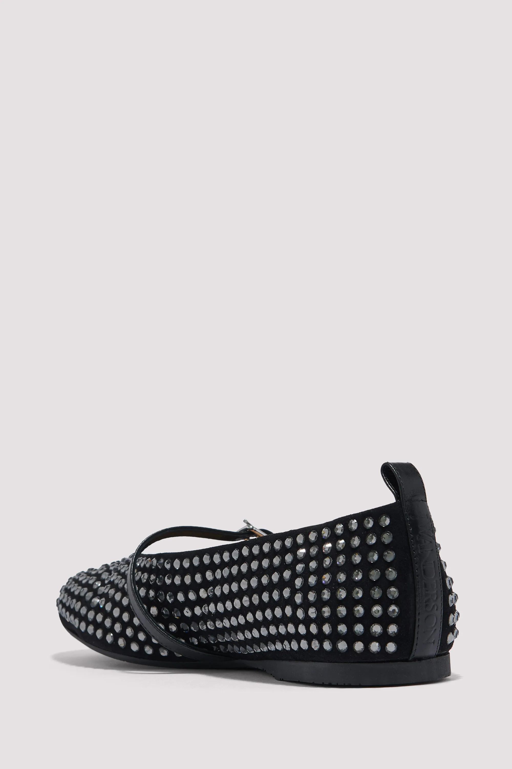 Black Strass Ballerina Pumps