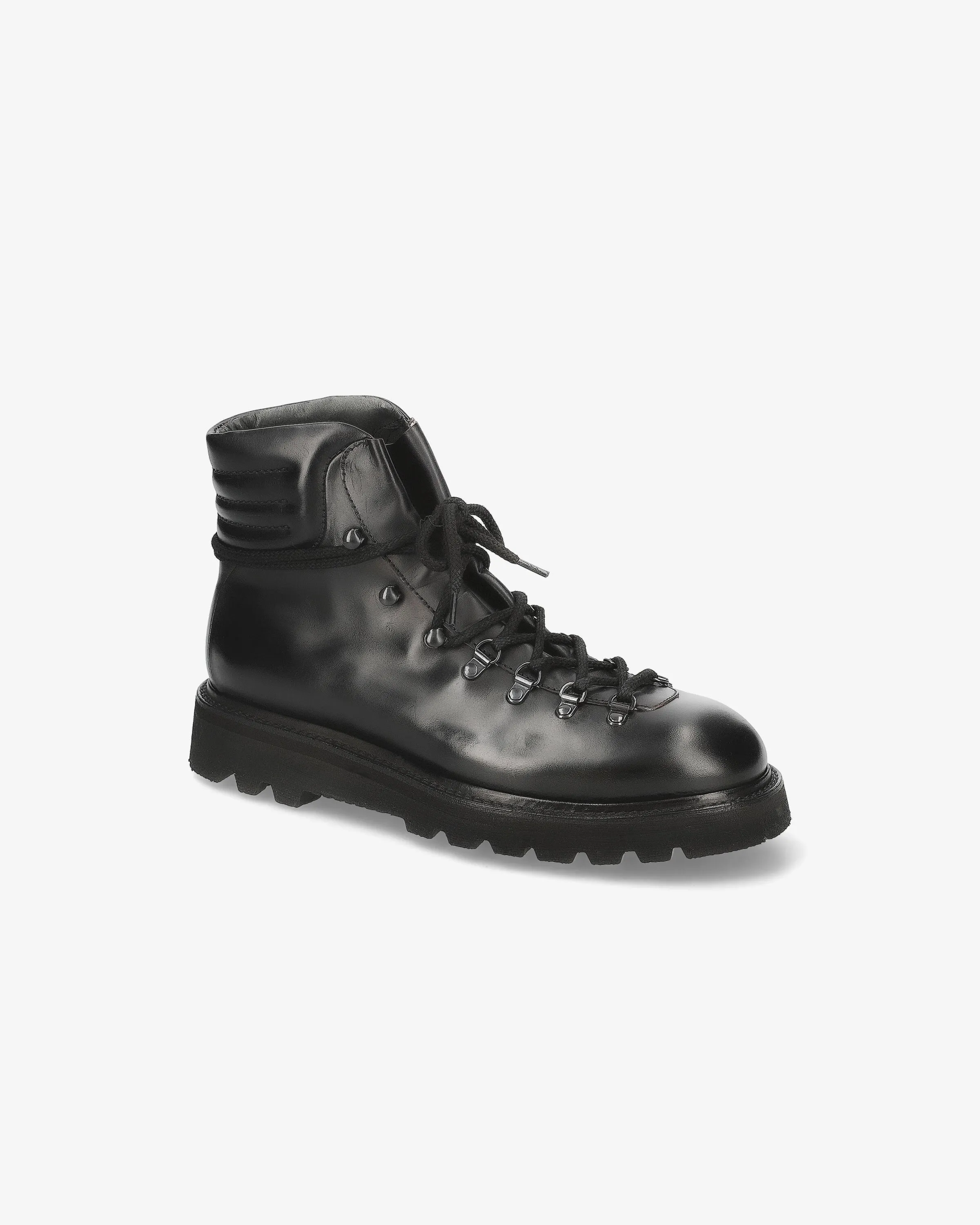 Black wax leather boots