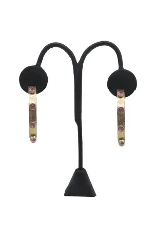 Blush Gold Crys Textured Hoops