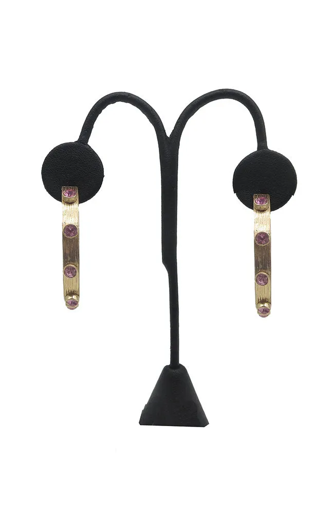 Blush Gold Crys Textured Hoops