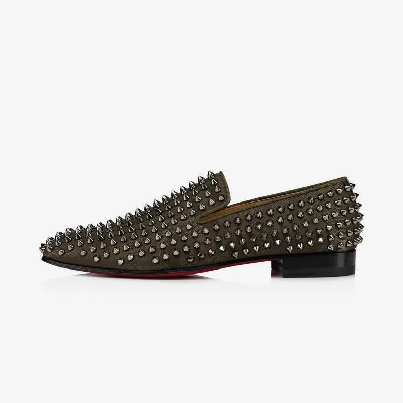 Canvas Slip-on Spikes Studded Loafers