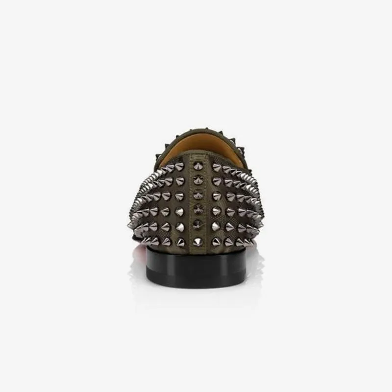 Canvas Slip-on Spikes Studded Loafers