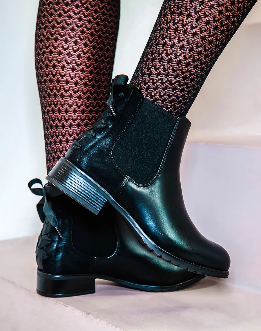 Chelsea boots noires à noeuds 