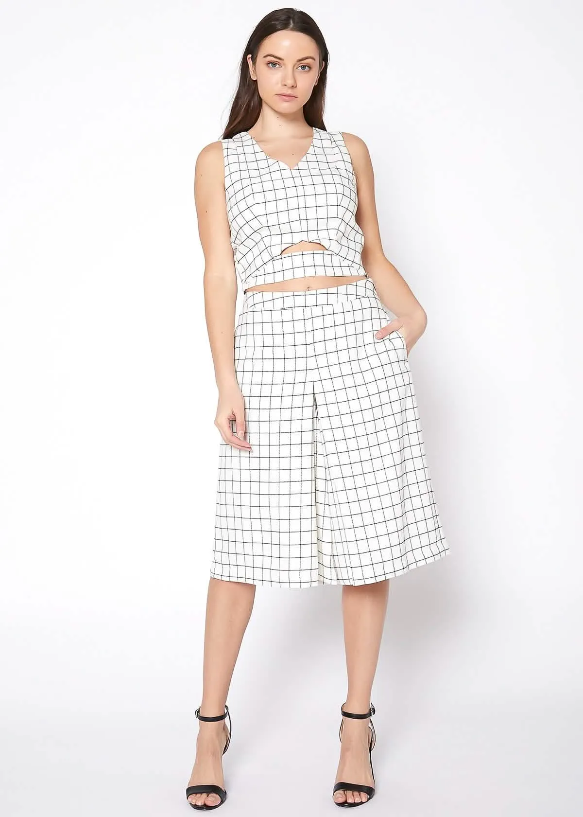 Chic Square Jacquard Wide Leg Trousers for Women