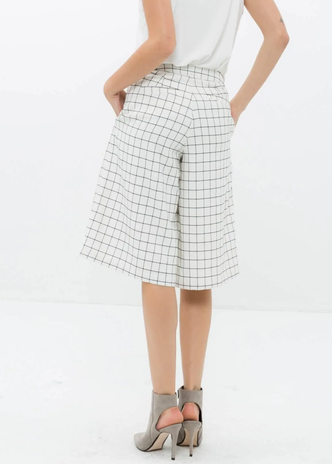 Chic Square Jacquard Wide Leg Trousers for Women