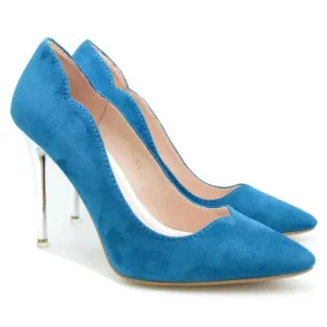 Chrome Heel Dress Pumps (Navy)