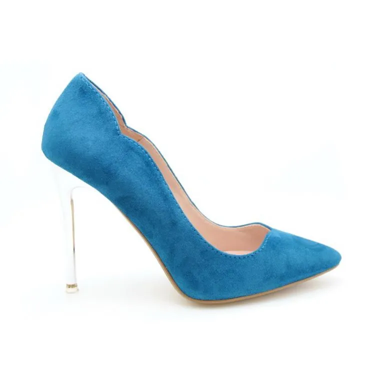 Chrome Heel Dress Pumps (Navy)