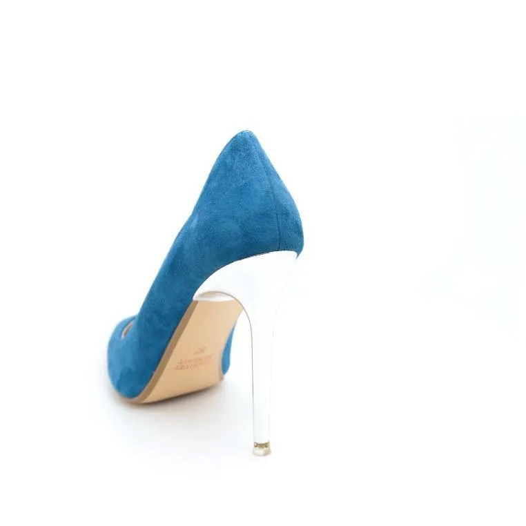Chrome Heel Dress Pumps (Navy)