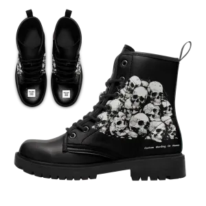 Corporate Gifts,Personalized Ghost Winter Boots, Custom Skeleton Boots, Gothic Boots, Witch Boots, Unisex Boots  for Halloween