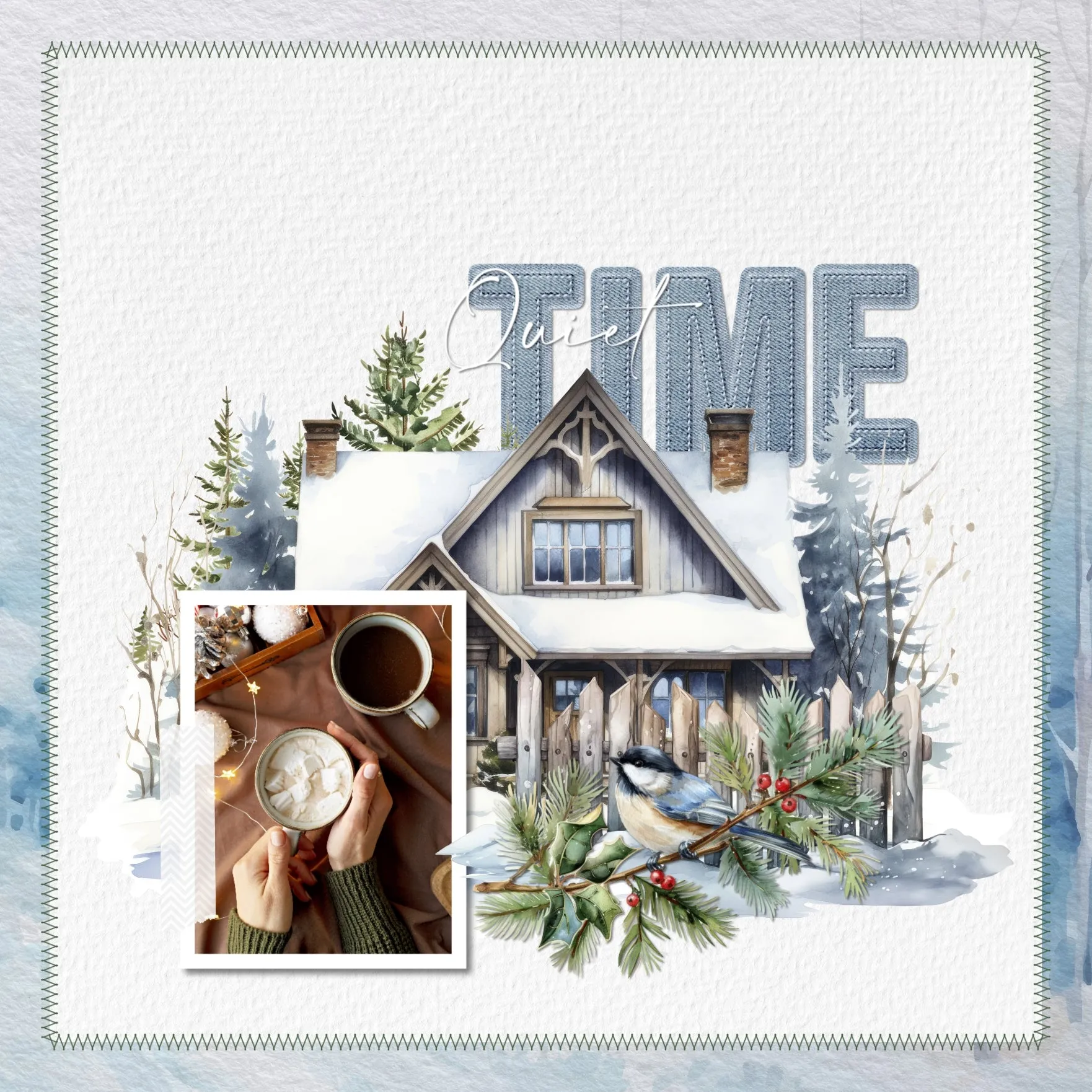 Denim Blues Alpha Digital Scrapbook Bundle