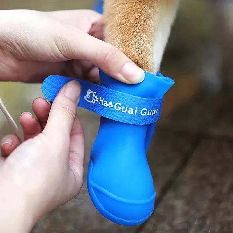 Dog Rain Shoes 4pcs/set: Silicone Antiskid Boots for Pet Paw Protection