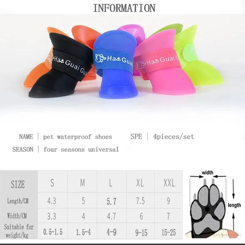 Dog Rain Shoes 4pcs/set: Silicone Antiskid Boots for Pet Paw Protection