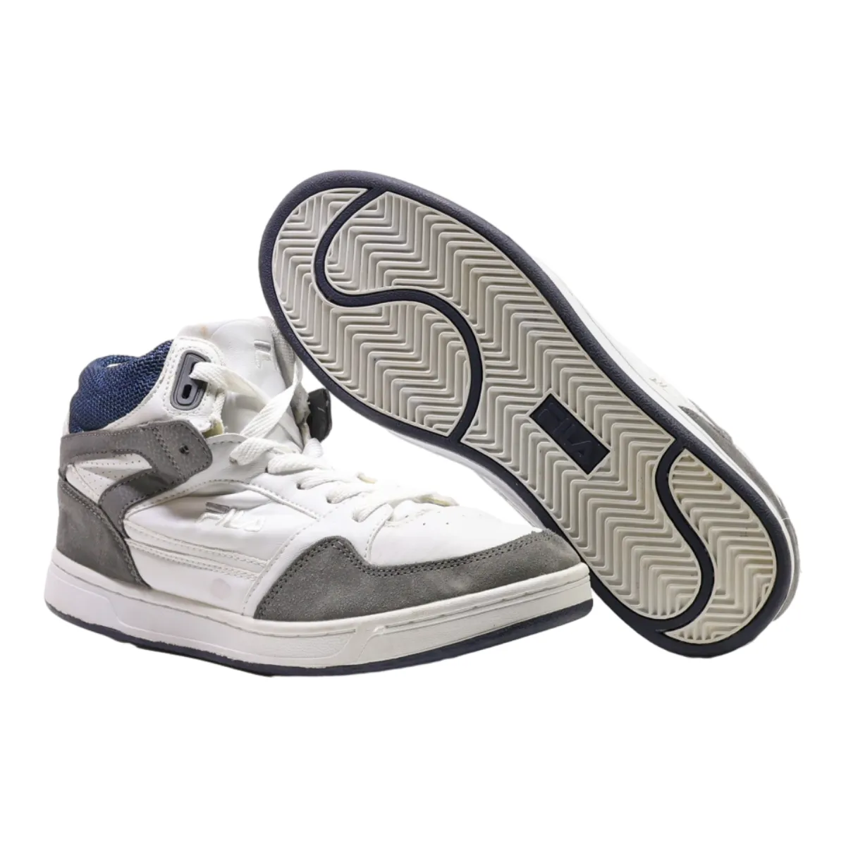 FILA High Top Trainers White Leather Mens UK 8