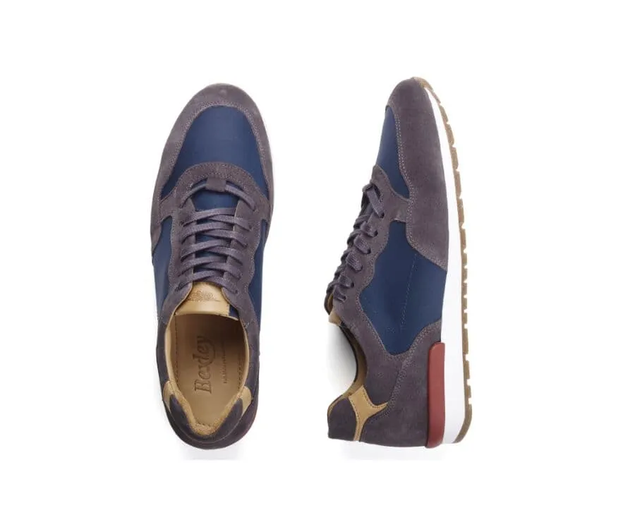 Grey Suede &amp; Khaki Leather Trainers - CANBERRA II