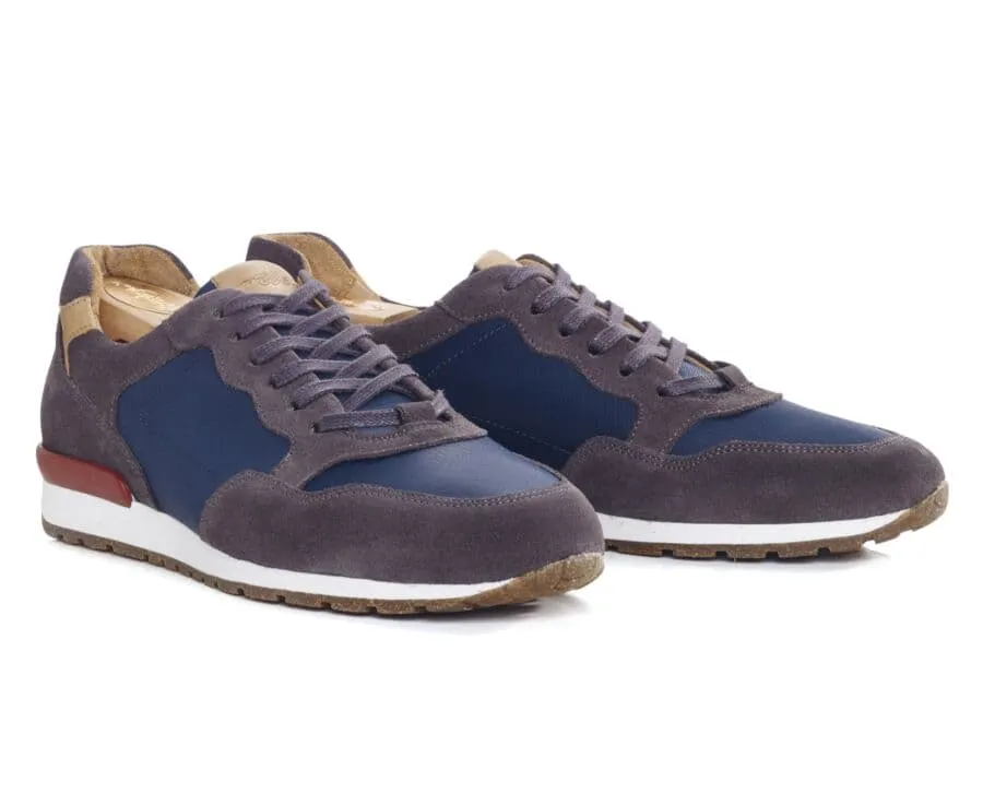 Grey Suede &amp; Khaki Leather Trainers - CANBERRA II