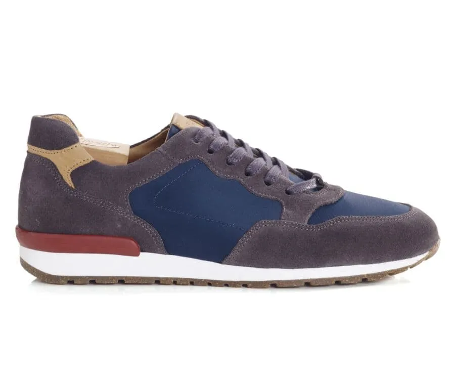 Grey Suede &amp; Khaki Leather Trainers - CANBERRA II