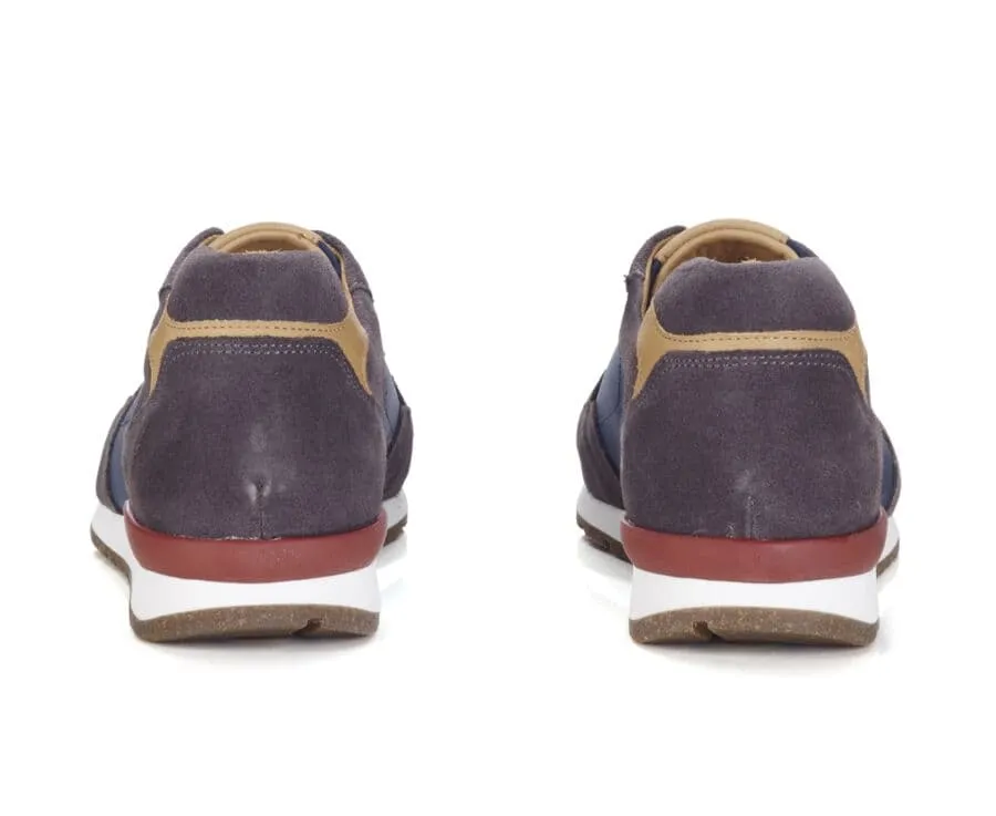 Grey Suede &amp; Khaki Leather Trainers - CANBERRA II