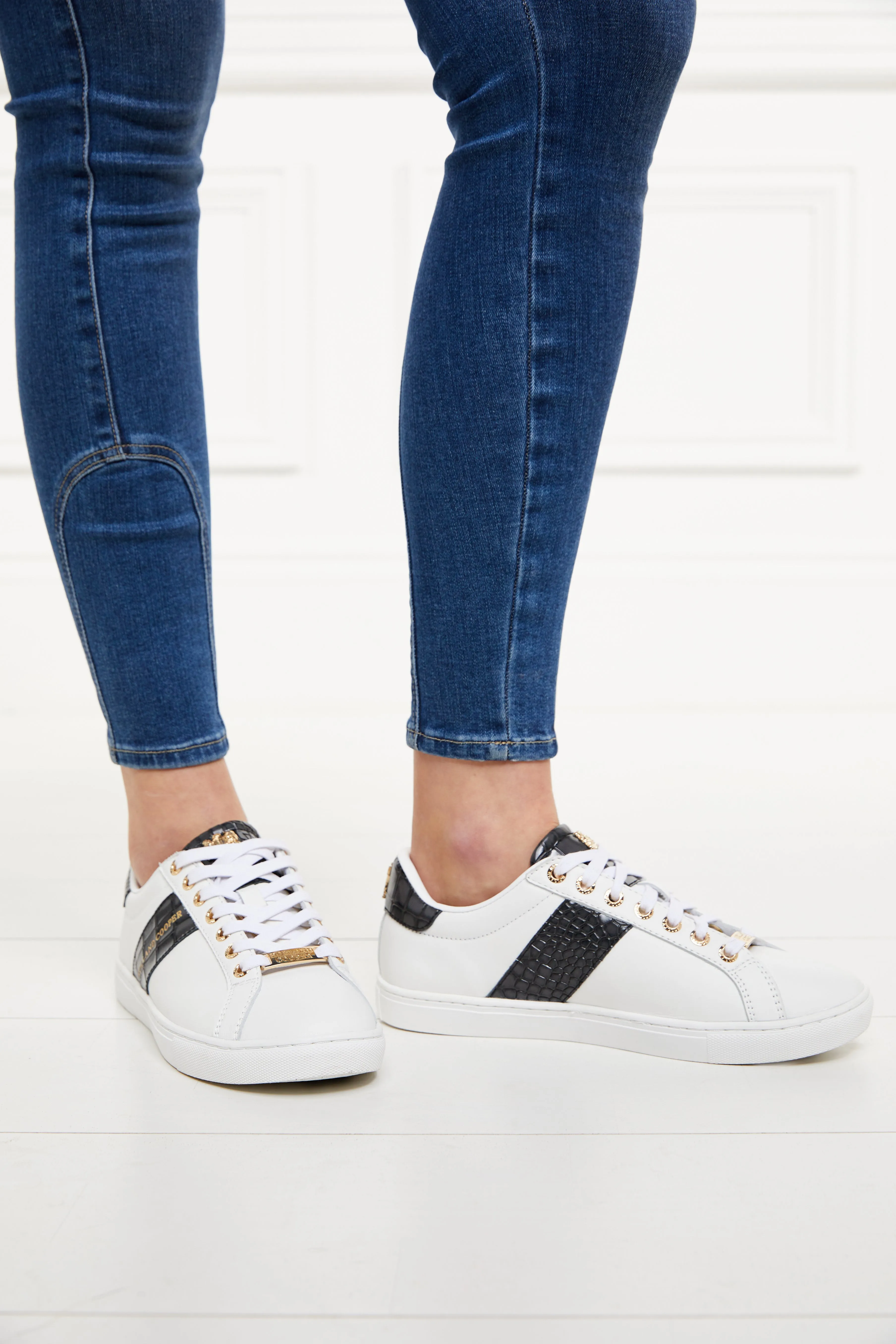 Knightsbridge Court Trainer (Black Croc)