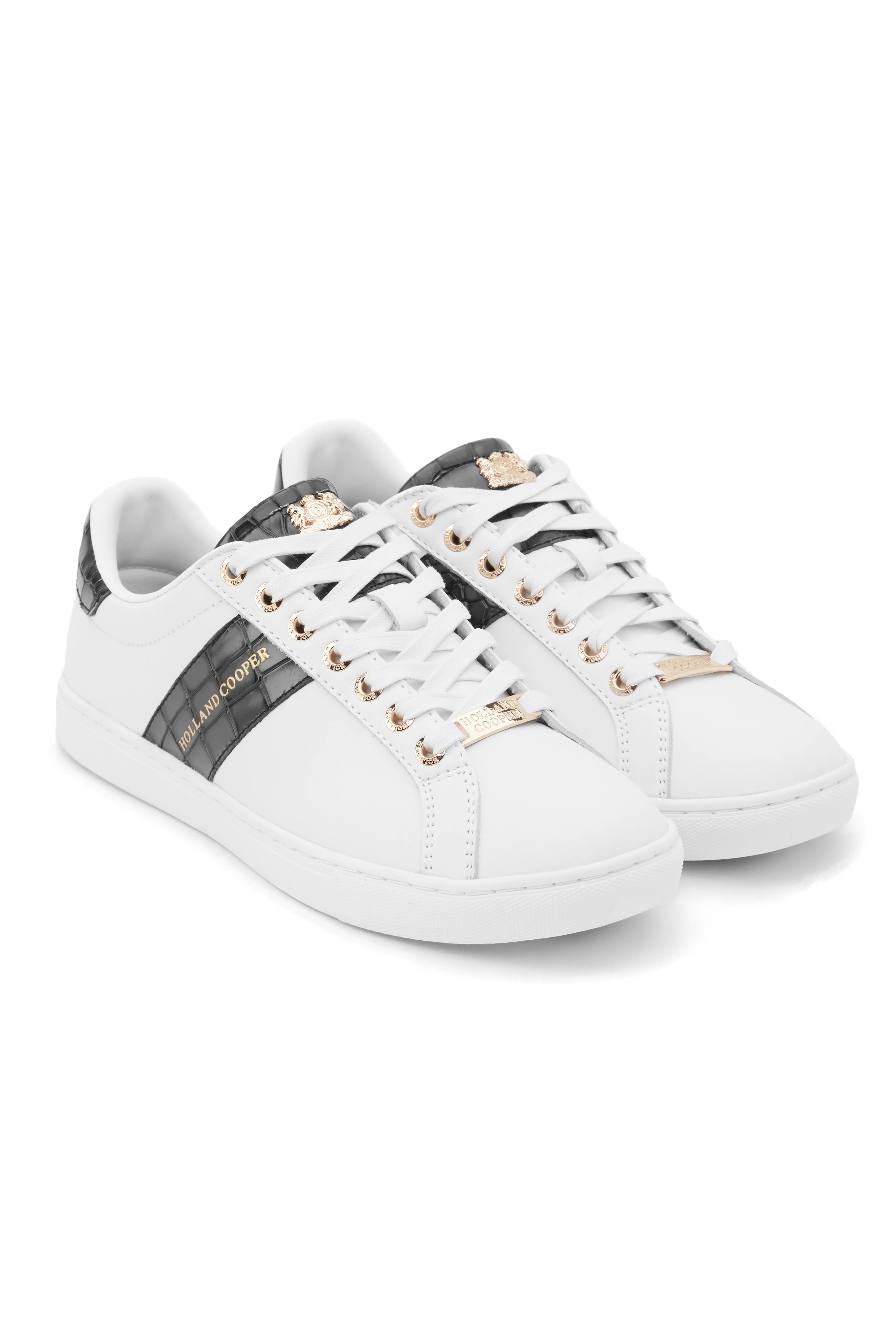 Knightsbridge Court Trainer (Black Croc)