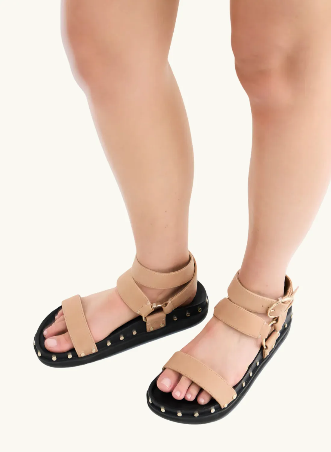 La Tribe Studded Sandal in Nude