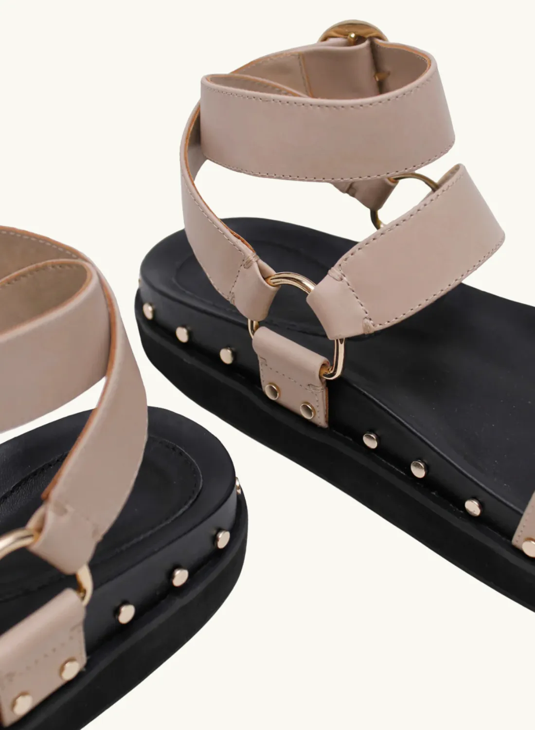 La Tribe Studded Sandal in Nude