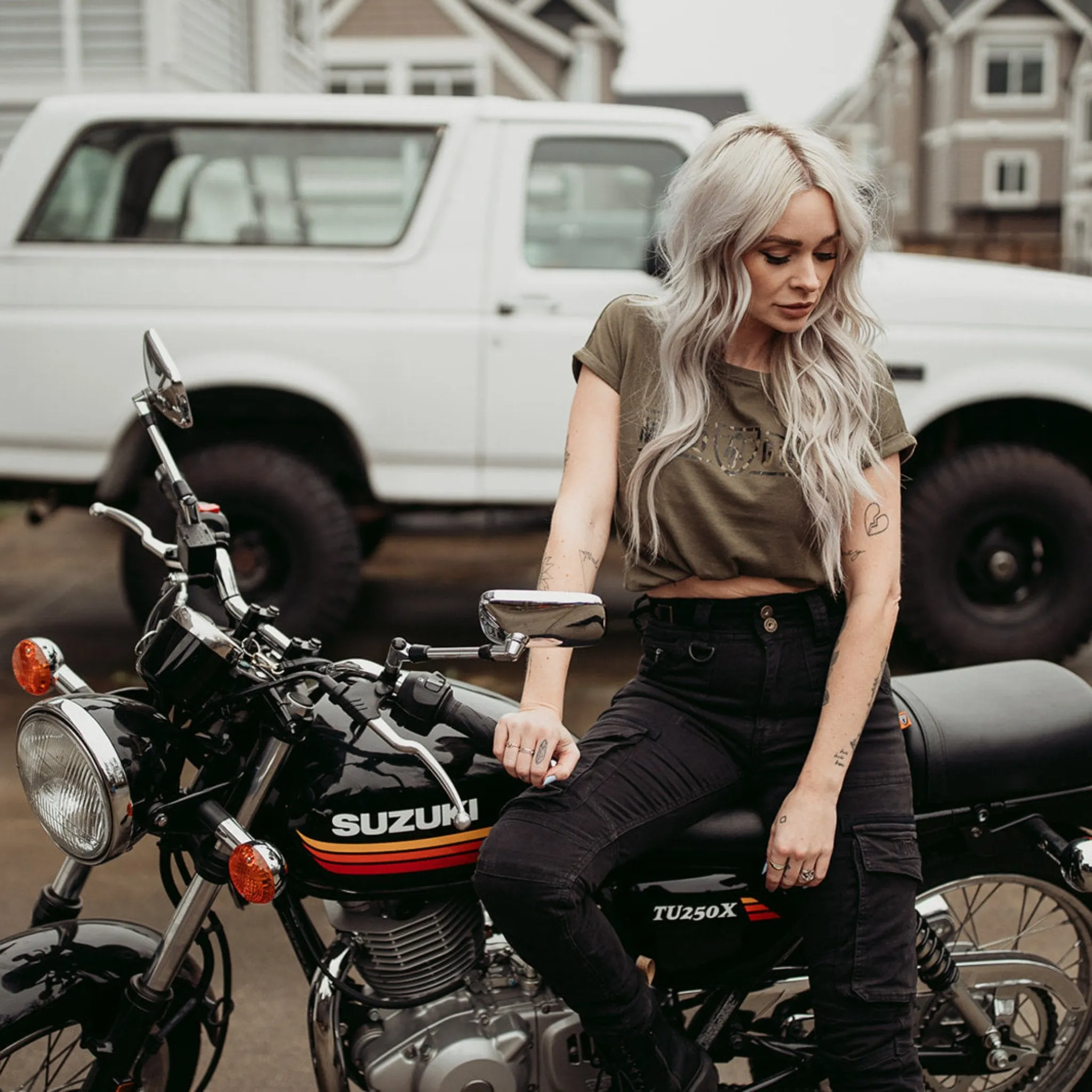 LARA BLACK - Women's Motorcycle Cargo Trousers