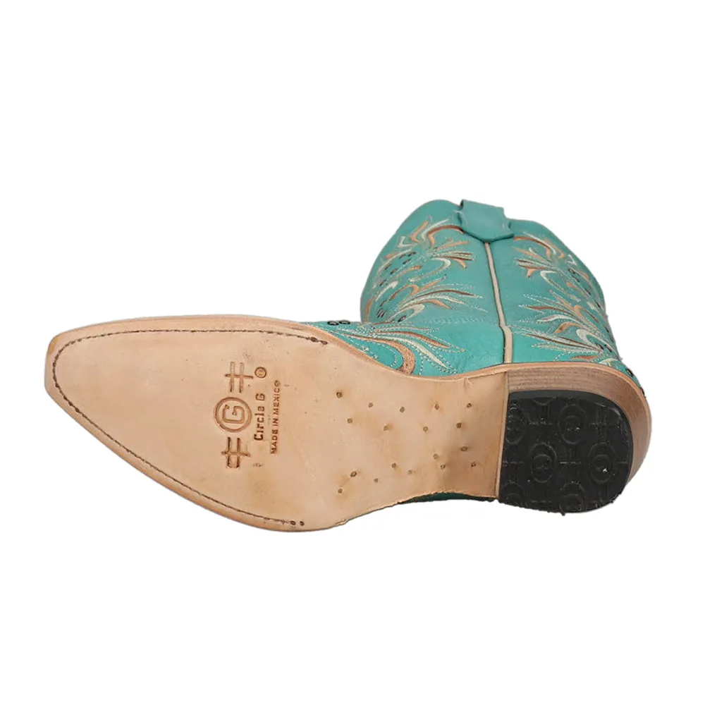 Ld Embroidery Studded Snip Toe Cowboy Boots