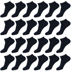Men's 24 Pair Coolmax Cotton Low Cut No Show Ankle Socks