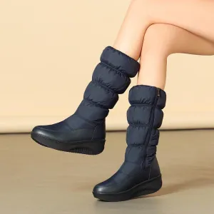 Mid calf down boots for women wedge heel warm winter boots