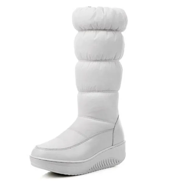 Mid calf down boots for women wedge heel warm winter boots