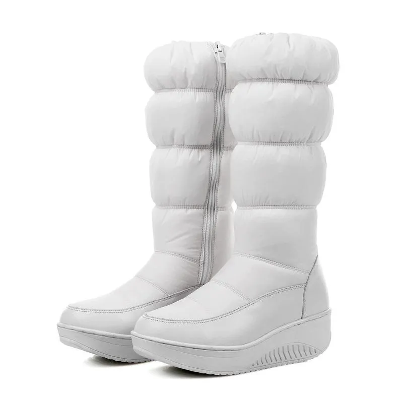 Mid calf down boots for women wedge heel warm winter boots