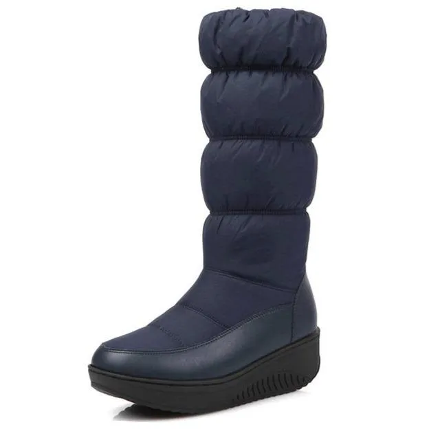 Mid calf down boots for women wedge heel warm winter boots