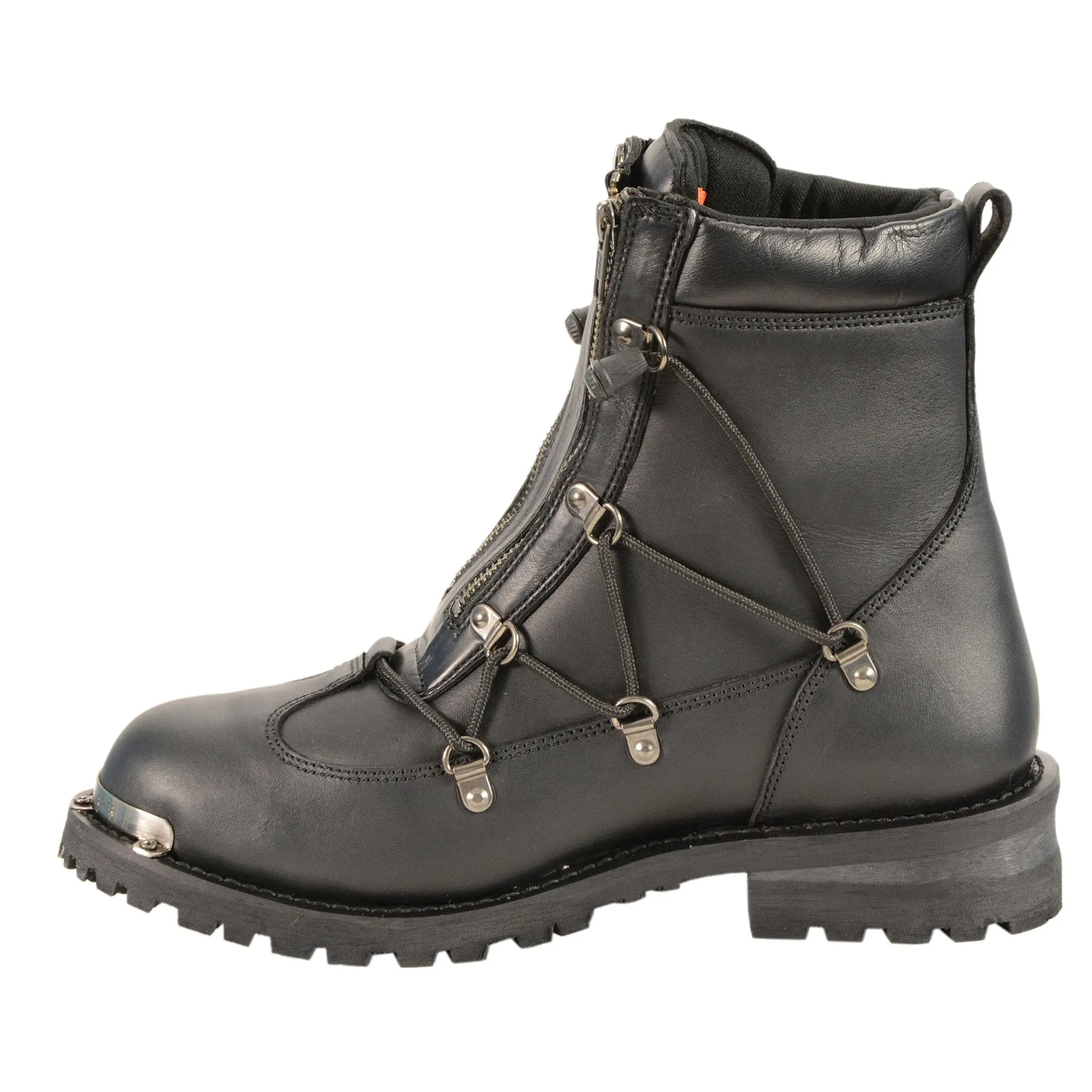Milwaukee Leather Boots MBM9075  Men's 6in Plain Toe Twin Zipper Lock Leather Boots